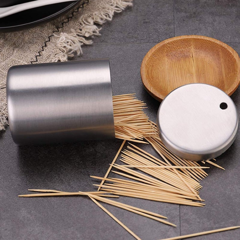 AYCCNH Stainless Steel Toothpick Holder Dispenser, Thickening Tooth Picks Container with 400 Pieces Bamboo Toothpicks for Teeth - Image 2